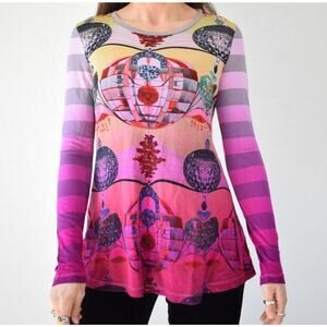 Custco Barcelona Hot Air Balloon Inspired Print Long Sleeve Women's Small